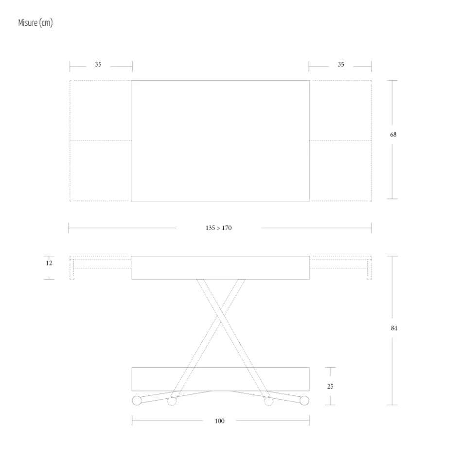 Moderner verwandelbarer Couchtisch aus Metall und Holz Made in Italy - Universe Viadurini