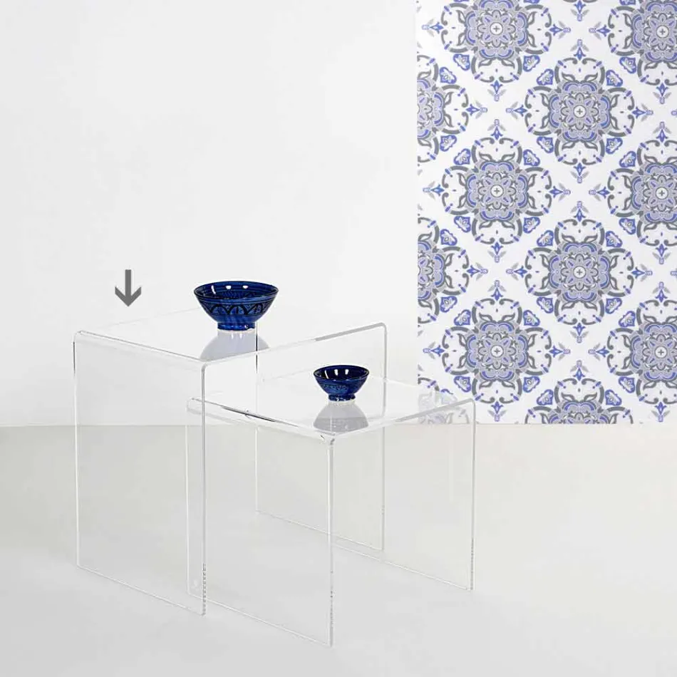 Modernes Design transparenter Tisch 50x50cm Terry Big, made in Italy Viadurini