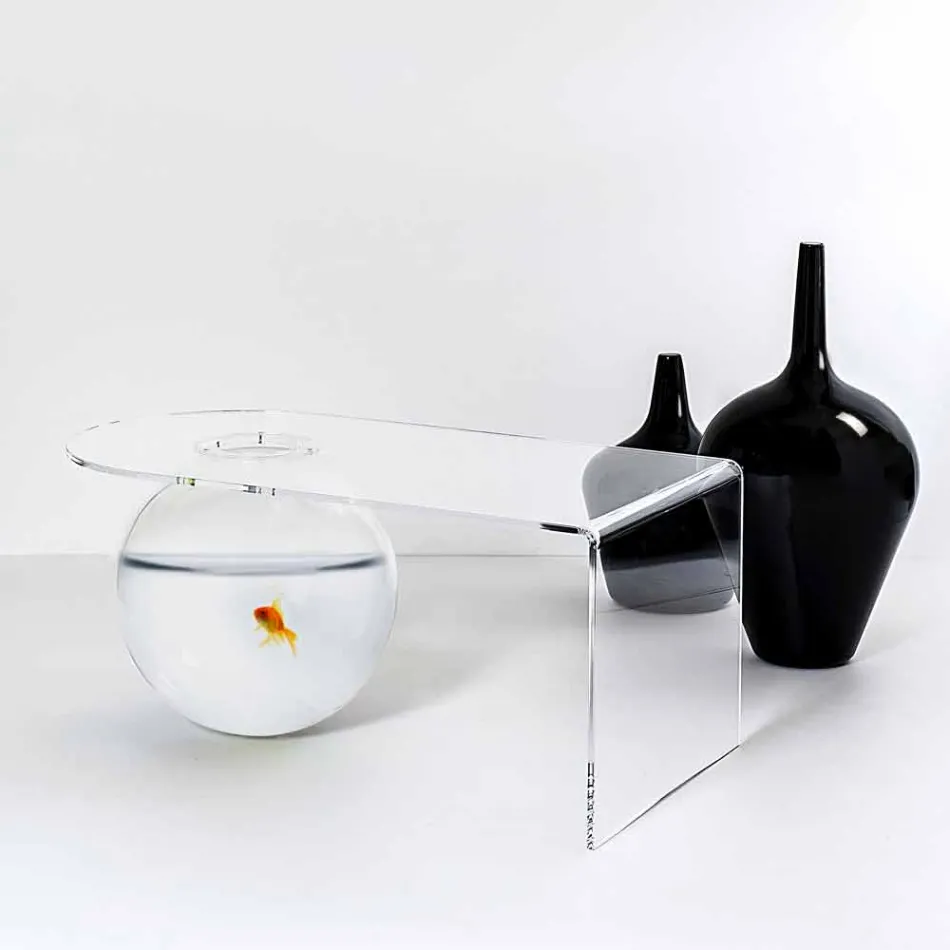 Modernes Design transparenter Couchtisch L90xH40xP48 cm Bolly, made in Italy Viadurini