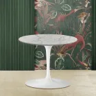 Eero Saarinen Tulip Couchtisch H 39 mit Statuarietto Carrara Marmorplatte Viadurini