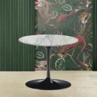 Tulip Couchtisch Eero Saarinen H 39 mit runder Platte aus Arabescato-Marmor Viadurini