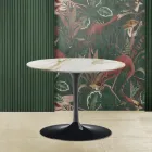 Tulip Couchtisch Eero Saarinen H 39 Oval aus goldenem Caracatta-Marmor, hergestellt in Italien Viadurini