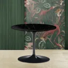 Tulpen-Couchtisch Eero Saarinen H 41 mit runder schwarzer Marquinia-Marmorplatte Viadurini