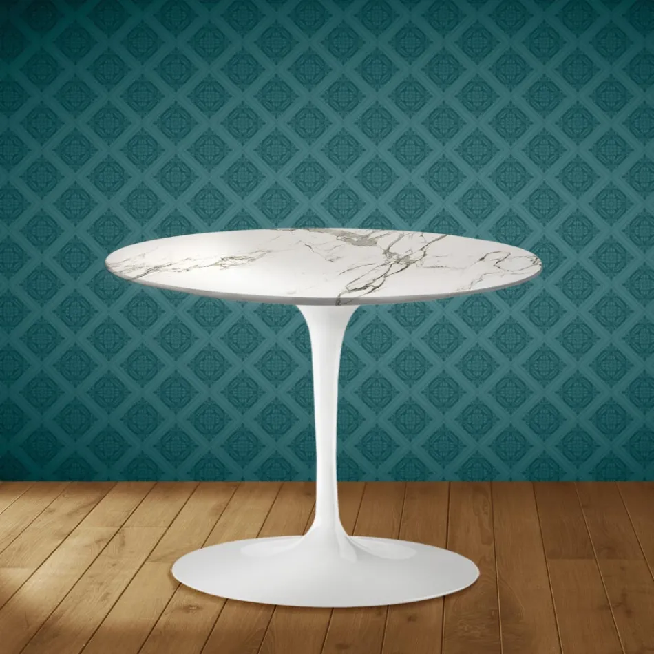 Eero Saarinen Tulip Couchtisch H 41 in Aura 22 Keramik Made in Italy - Scarlet Viadurini