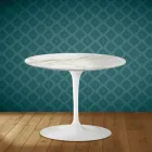 Eero Saarinen Tulip Couchtisch H 41 Zoll Polierte Keramik Hergestellt in Italien - Scharlachrot Viadurini