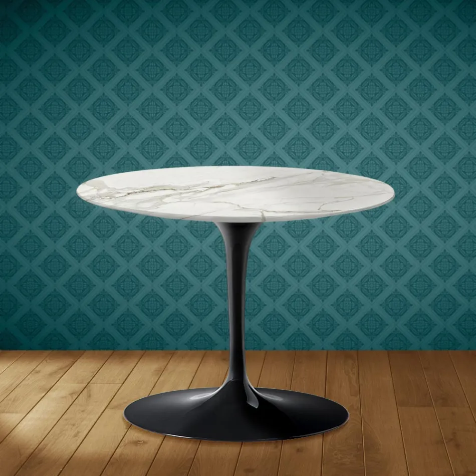 Eero Saarinen Tulip Couchtisch H 41 Zoll Polierte Keramik Hergestellt in Italien - Scharlachrot Viadurini
