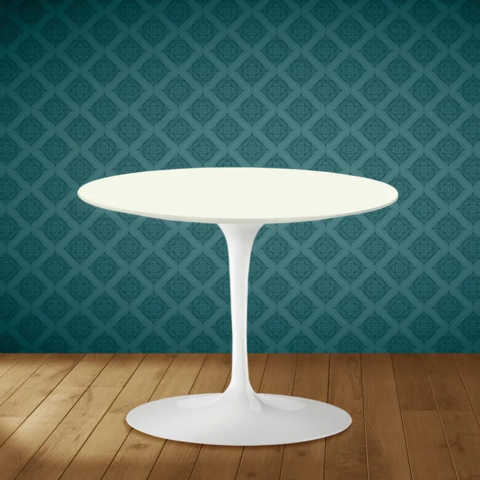 Eero Saarinen Tulip Couchtisch H 41 in Moonè Keramik, hergestellt in Italien - Scharlachrot Viadurini