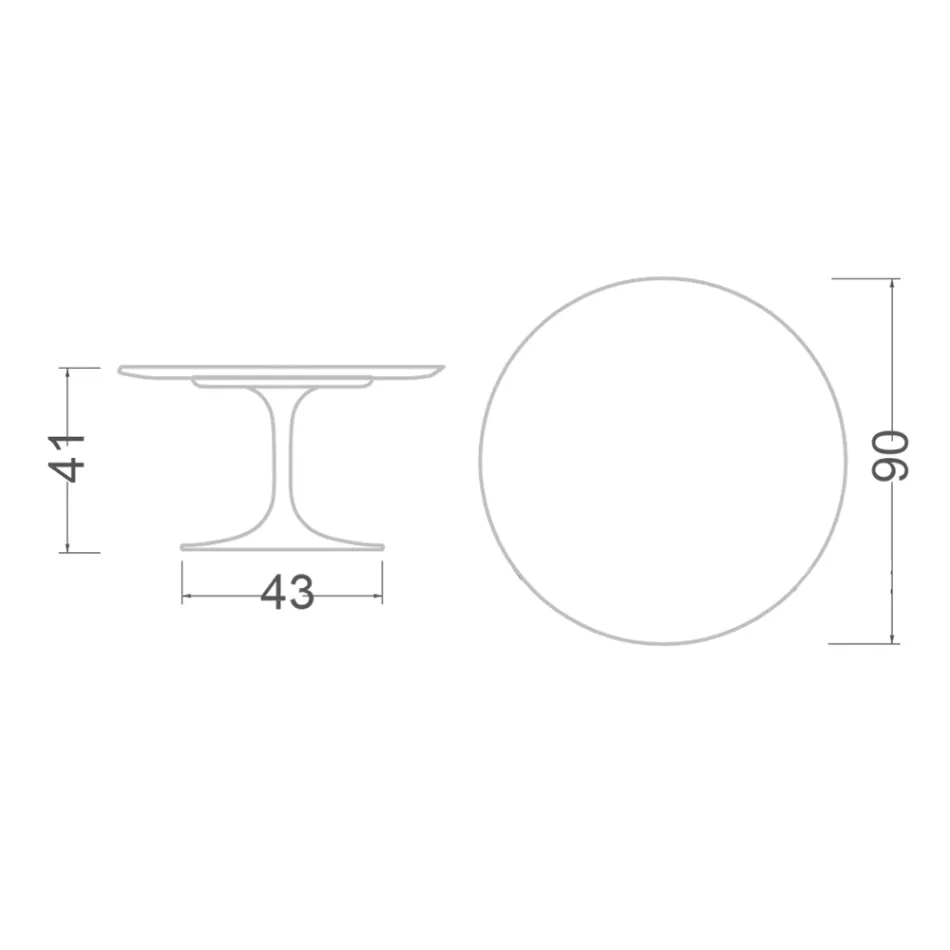 Tulpen-Couchtisch Eero Saarinen H 41 aus absolut schwarzer Keramik, hergestellt in Italien – Scharlachrot Viadurini