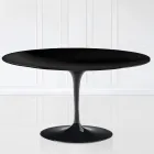 Tulip Couchtisch Eero Saarinen H 41 Oval mit schwarzem Flüssiglaminat – Scharlachrote Platte Viadurini