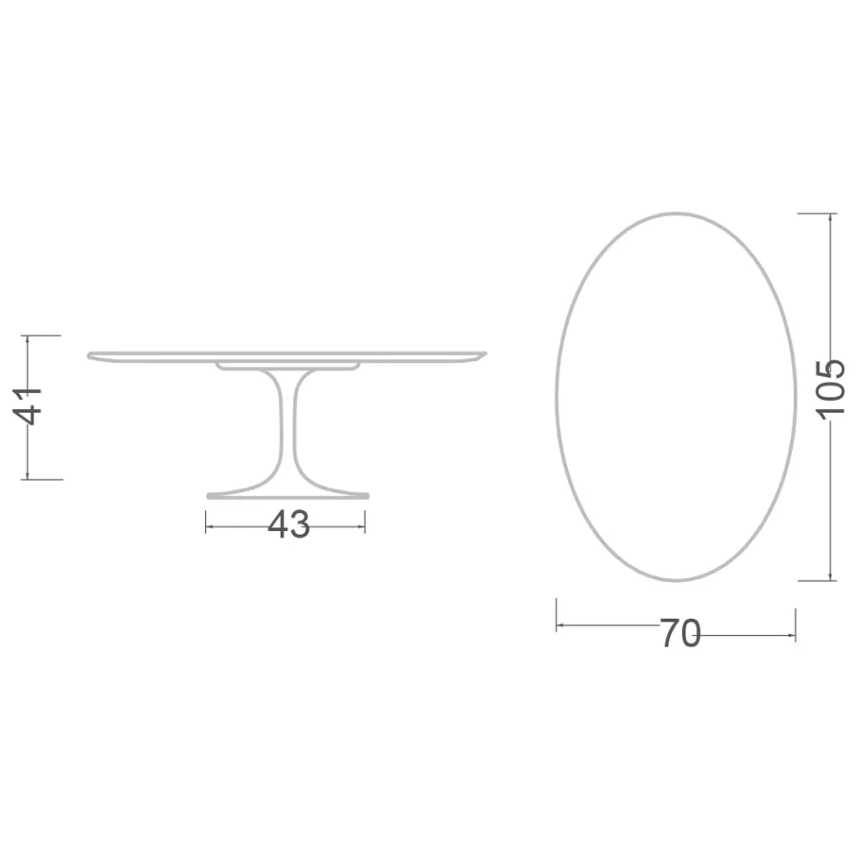 Eero Saarinen H 41 Ovaler Tulpen-Couchtisch mit Arabescato-Marmorplatte, hergestellt in Italien – Scharlachrot Viadurini