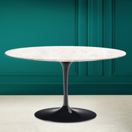 Eero Saarinen H 41 Ovaler Tulpen-Couchtisch aus Diamantcreme-Keramik, hergestellt in Italien – Scharlachrot Viadurini