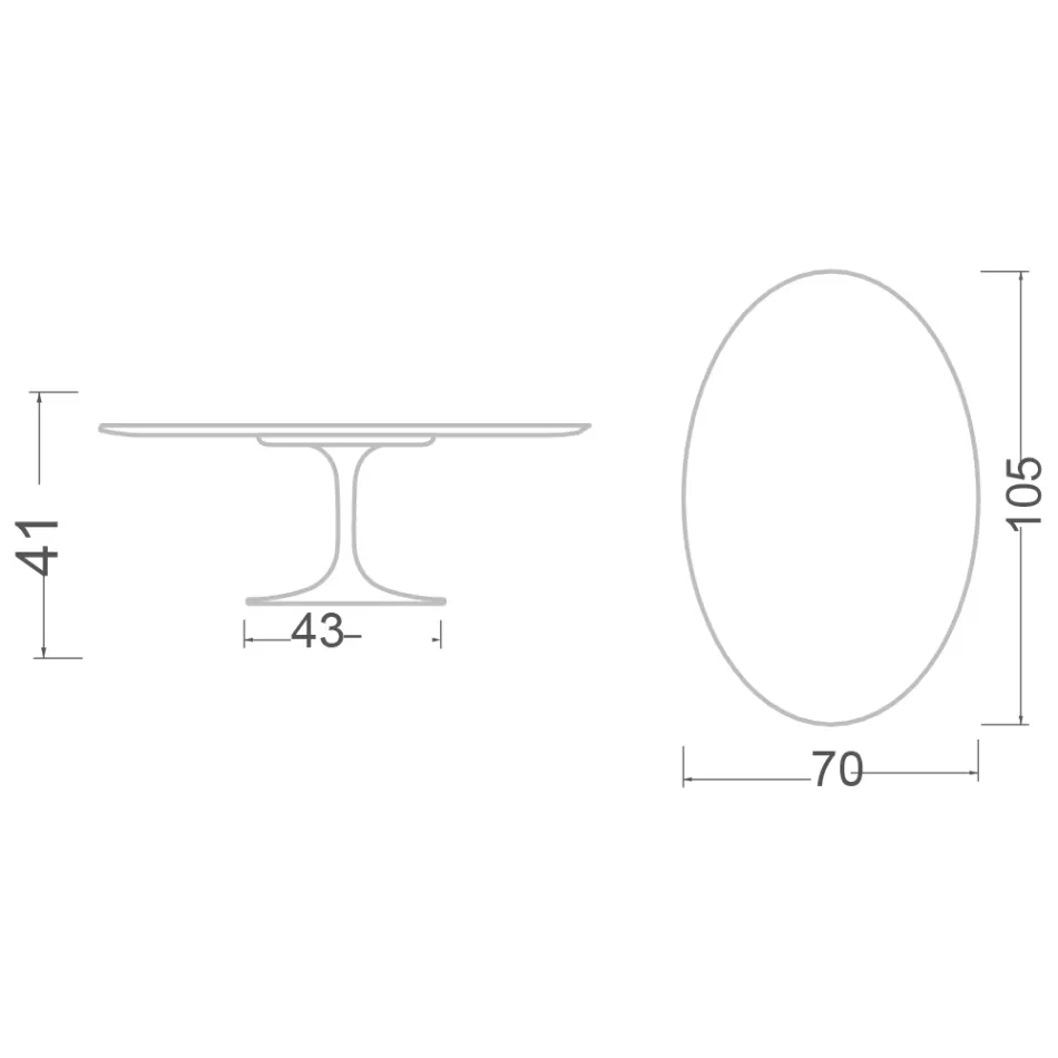 Eero Saarinen Tulip Couchtisch H 41 Oval aus Domoos Keramik, hergestellt in Italien - Scharlachrot Viadurini