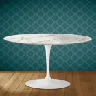 Eero Saarinen Tulip Couchtisch H 41 Oval aus glänzender Keramik, hergestellt in Italien - Scharlachrot Viadurini