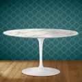 Eero Saarinen Tulip Couchtisch H 41 Oval aus glänzender Keramik, hergestellt in Italien - Scharlachrot
