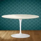 Eero Saarinen Tulip Couchtisch H 41 Oval aus Marmorio Keramik Hergestellt in Italien - Scharlachrot Viadurini