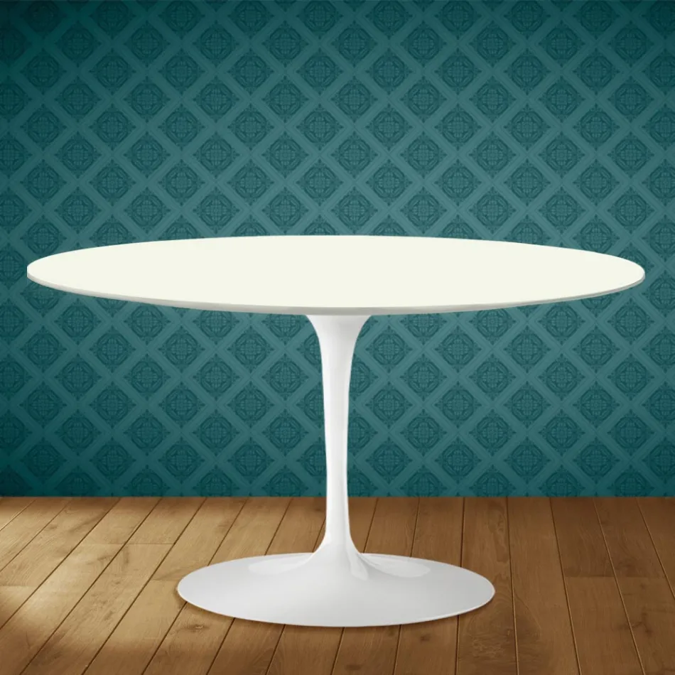 Eero Saarinen H 41 Ovaler Tulpen-Couchtisch aus Moonè-Keramik, hergestellt in Italien – Scharlachrot Viadurini