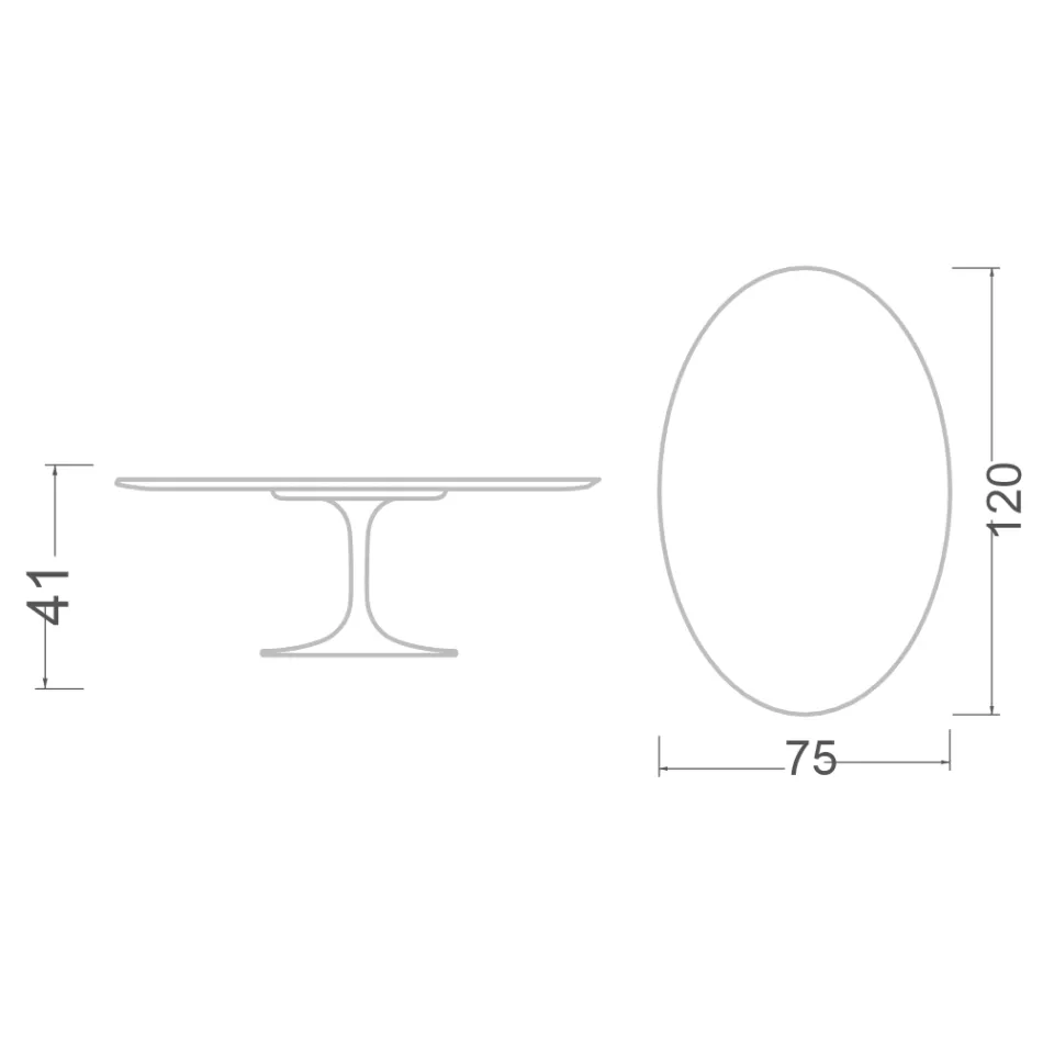 Eero Saarinen H 41 Ovaler Tulpen-Couchtisch aus Moonè-Keramik, hergestellt in Italien – Scharlachrot Viadurini