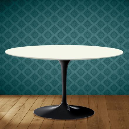 Eero Saarinen Tulip Couchtisch H 41 Oval aus Moonè Keramik, hergestellt in Italien - Scharlachrot Viadurini