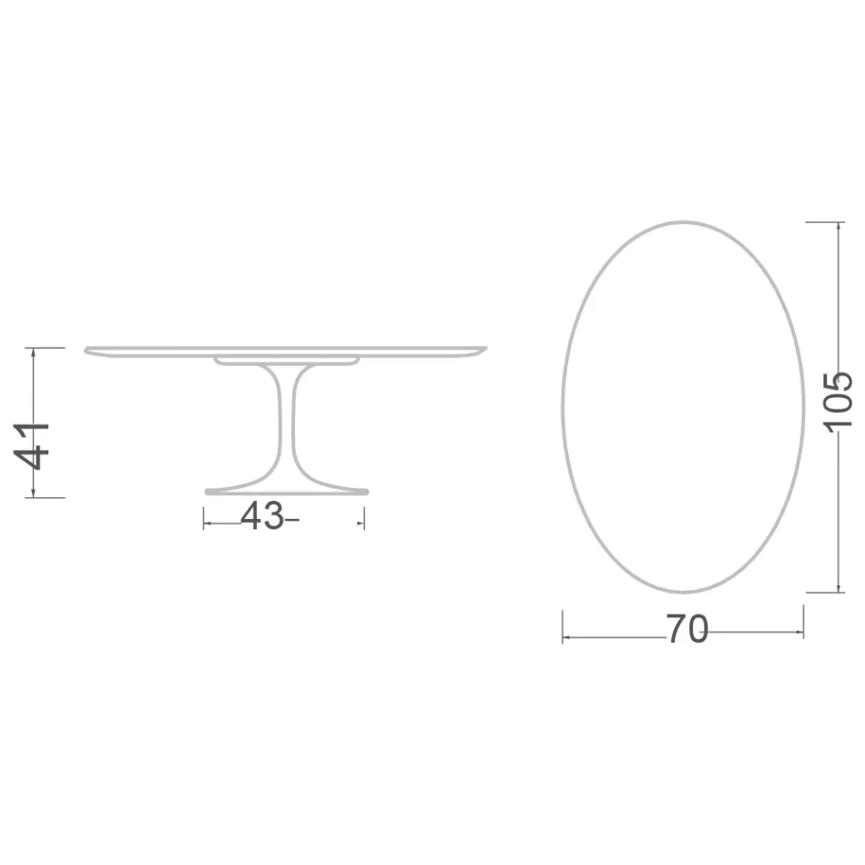 Tulpen-Couchtisch Eero Saarinen H 41 Oval aus Noir Desire-Keramik, hergestellt in Italien – Scharlachrot Viadurini