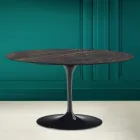 Tulpen-Couchtisch Eero Saarinen H 41 Oval aus Noir Desire-Keramik, hergestellt in Italien – Scharlachrot Viadurini