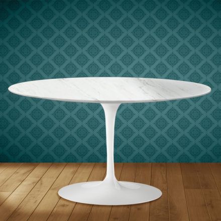 Eero Saarinen Tulip Couchtisch H 41 Oval aus Salina Keramik Hergestellt in Italien - Scharlachrot Viadurini