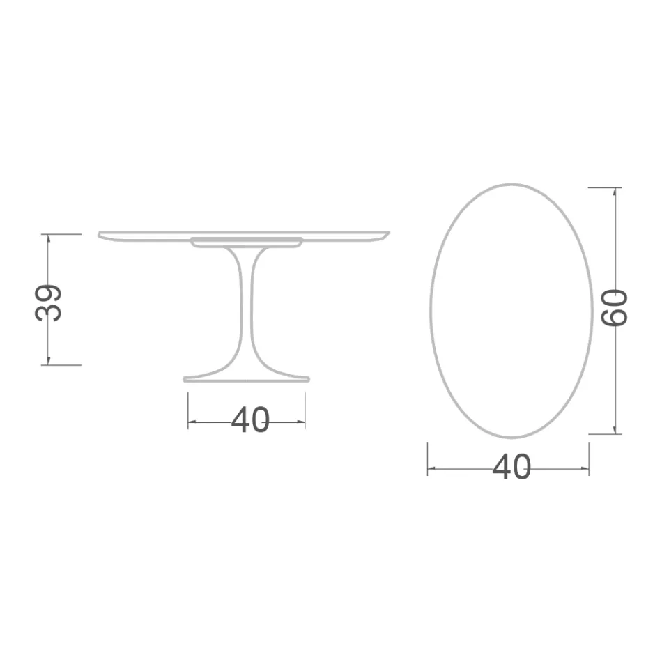 Tulip Saarinen Couchtisch H 39 mit ovaler Platte aus Arabeskenmarmor, hergestellt in Italien – Scharlachrot Viadurini