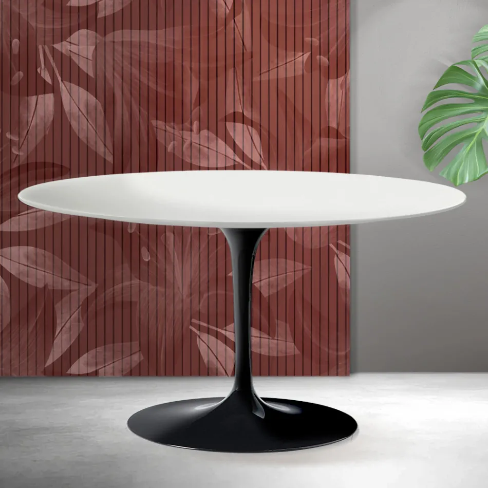 Saarinen Tulip Couchtisch H 41 cm in Mattweiß Florim Keramik - Scharlachrot Viadurini