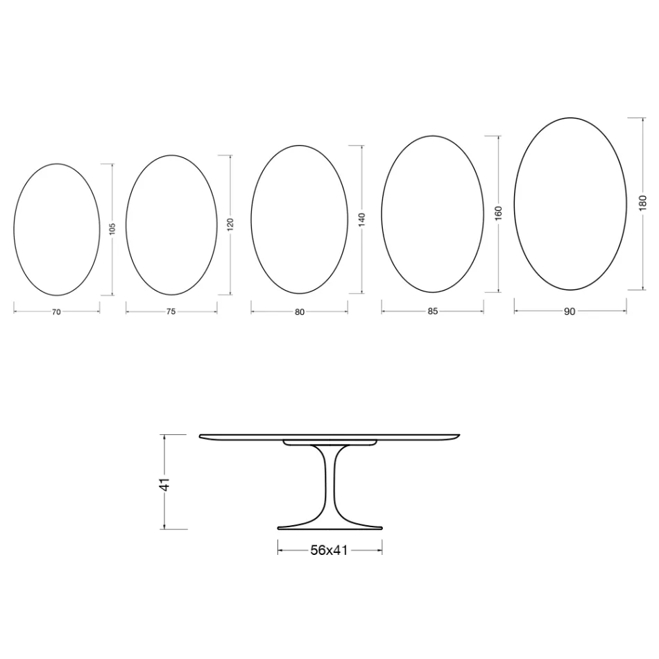 Saarinen Tulip Couchtisch H 41 cm in Hochglanzweiß Florim Keramik - Scharlachrot Viadurini