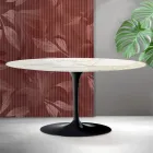 Saarinen Tulip Couchtisch H 41 cm in Florim Calacatta Gold Matt Keramik - Scharlachrot Viadurini