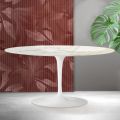 Saarinen Tulip Couchtisch H 41 cm in Florim Calacatta Gold Matt Keramik - Scharlachrot