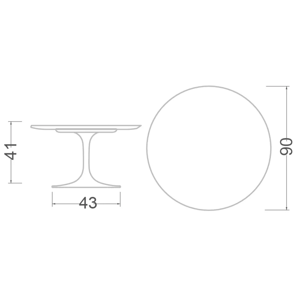 Tulip Saarinen Couchtisch H 41 mit schwarzer Flüssiglaminatplatte, hergestellt in Italien – Scharlachrot Viadurini