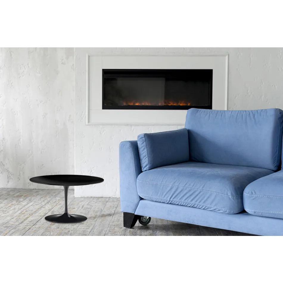 Tulip Saarinen Couchtisch H 41 mit schwarzer Flüssiglaminatplatte, hergestellt in Italien – Scharlachrot Viadurini