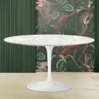 Tulip Saarinen Couchtisch H 41 mit Carrara-Marmorplatte, hergestellt in Italien Viadurini