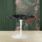 Tulip Saarinen Couchtisch H 41 mit Verde Alpi Marmorplatte, hergestellt in Italien Viadurini