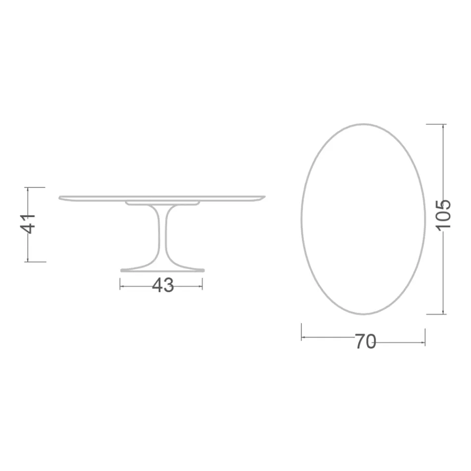 Tulip Saarinen Couchtisch H 41 mit ovaler Platte aus schwarzem Flüssiglaminat, hergestellt in Italien – Scharlachrot Viadurini