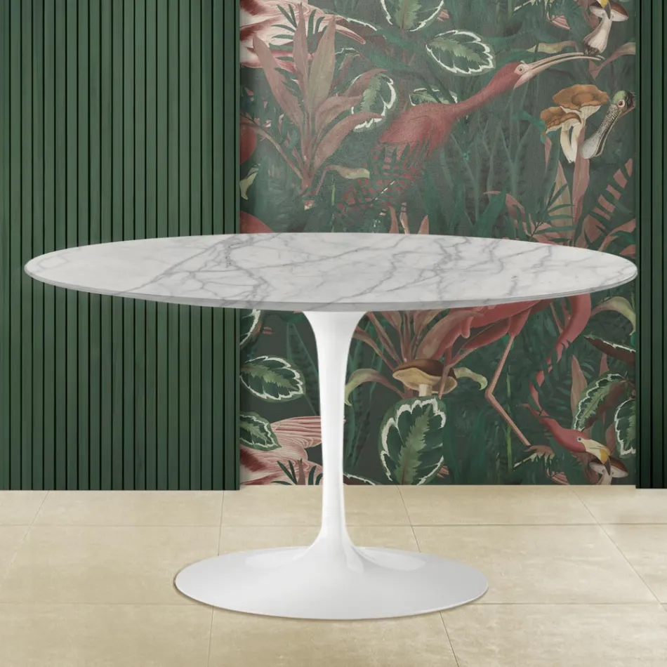 Tulip Saarinen Couchtisch H 41 aus Statuarietto Carrara Marmor, hergestellt in Italien – Scharlachrot Viadurini