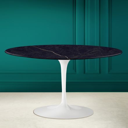 Tulip Saarinen H 41 Ovaler Couchtisch mit Noir Laurent Keramikplatte Viadurini