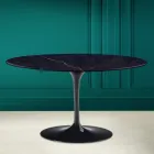 Tulip Saarinen H 41 Ovaler Couchtisch mit Noir Laurent Keramikplatte Viadurini