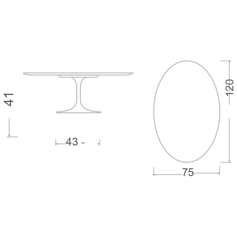 Tulip Saarinen H 41 Ovaler Couchtisch mit vollständig geäderter Statuen-Keramikplatte Viadurini