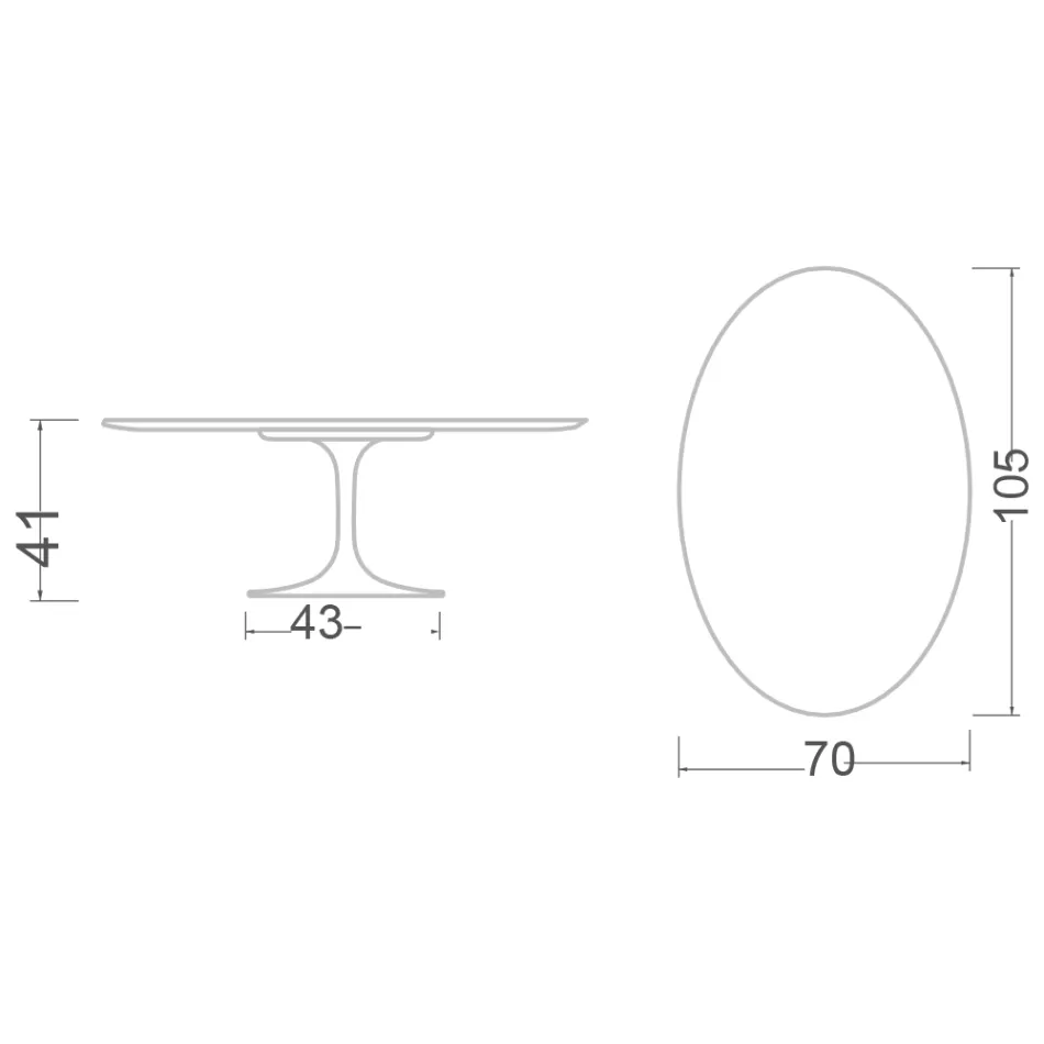 Tulip Saarinen H 41 Ovaler Couchtisch aus Statuenkeramik, hergestellt in Italien – Scharlachrot Viadurini