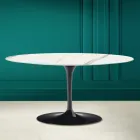 Tulip Saarinen H 41 Ovaler Couchtisch aus vollgeäderter Statuenkeramik Viadurini
