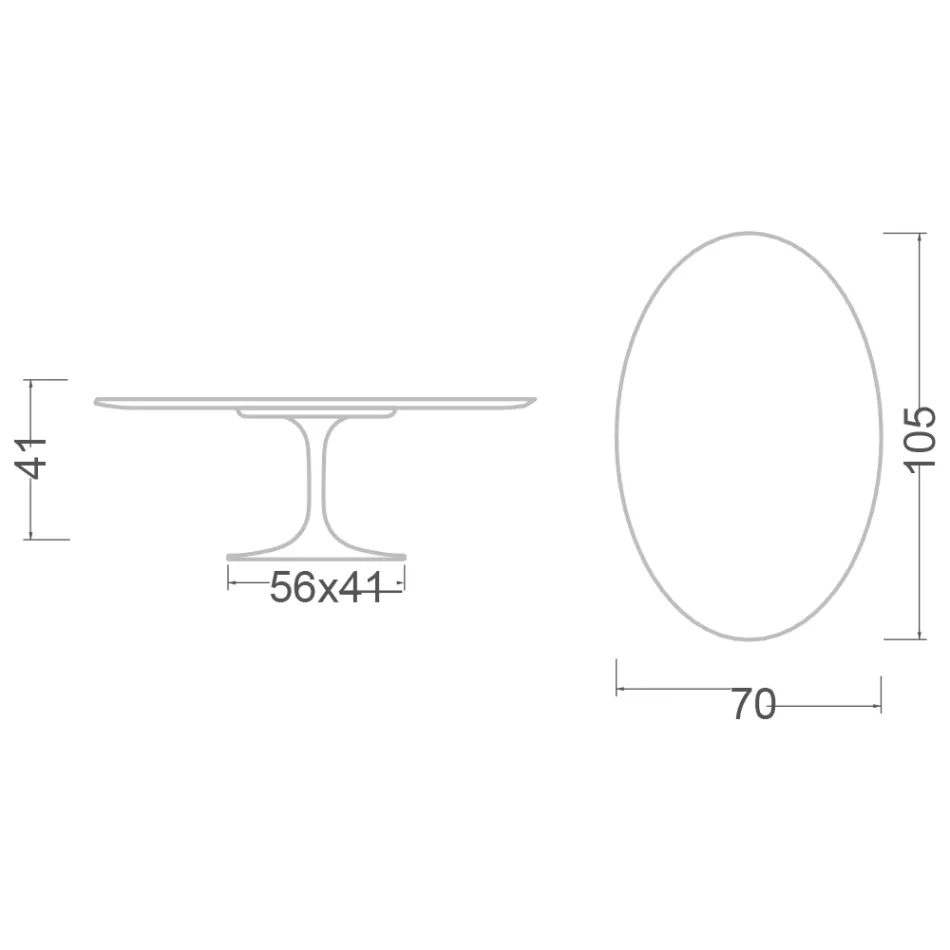 Tulip Saarinen H 41 Ovaler Couchtisch aus Carrara-Marmor, hergestellt in Italien – Scharlachrot Viadurini