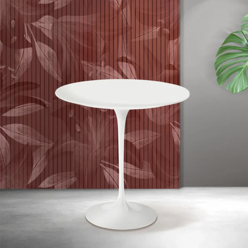 Saarinen Tulip Couchtisch H 52 cm in Mattweiß Florim Keramik - Scharlachrot Viadurini