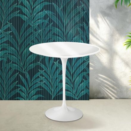 Saarinen Tulip Couchtisch H 52 cm in Hochglanzweiß Florim Keramik - Scharlachrot Viadurini