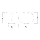 Tulip Saarinen Couchtisch H 52 mit ovaler Platte aus schwarzem Flüssiglaminat, hergestellt in Italien – Scharlachrot Viadurini
