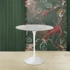 Tulip Saarinen H 52 Ovaler Couchtisch aus Carrara Statuarietto-Marmor, hergestellt in Italien – Scharlachrot Viadurini