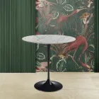 Tulip Saarinen H 52 Ovaler Couchtisch aus Carrara Statuarietto-Marmor, hergestellt in Italien – Scharlachrot Viadurini