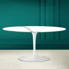 Tulip Saarinen Ovaler Couchtisch H 41 in Calacatta Michelangelo Made in Italy – Scharlachrot Viadurini