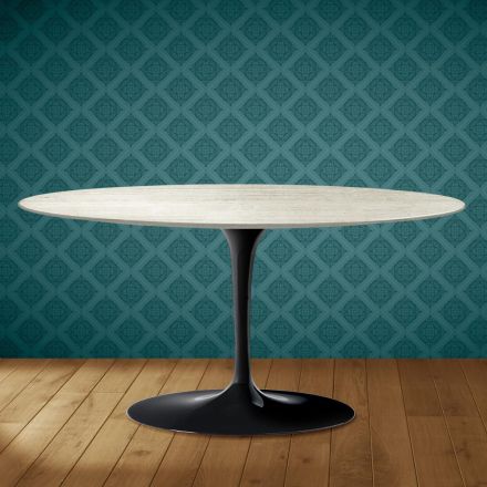 Saarinen Tulpen-Couchtisch, oval, H 41 cm, Marmorio-Keramik, hergestellt in Italien - Scharlachrot Viadurini