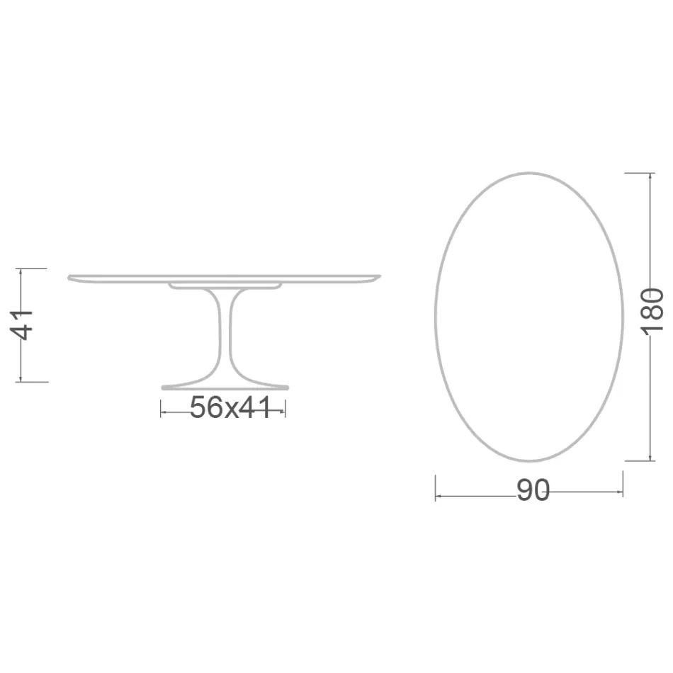 Tulip Saarinen Ovaler Couchtisch H 41 aus Rem-Keramik, hergestellt in Italien – Scharlachrot Viadurini